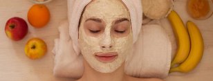 Girl with a rejuvenating face mask